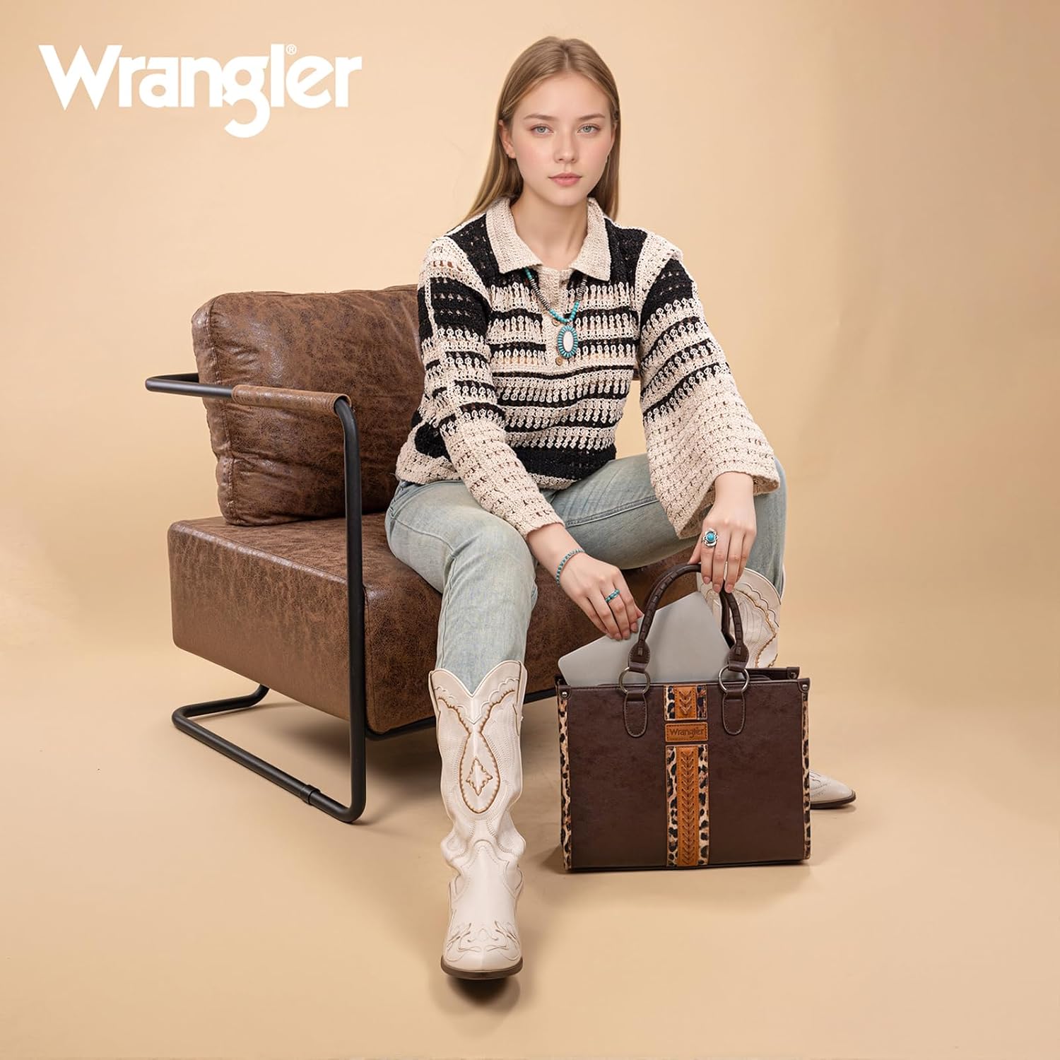 Montana West Wrangler Animal Print Tote Bag for Women Western Purse Boho Top Handle Satchel Handbag - Image 6