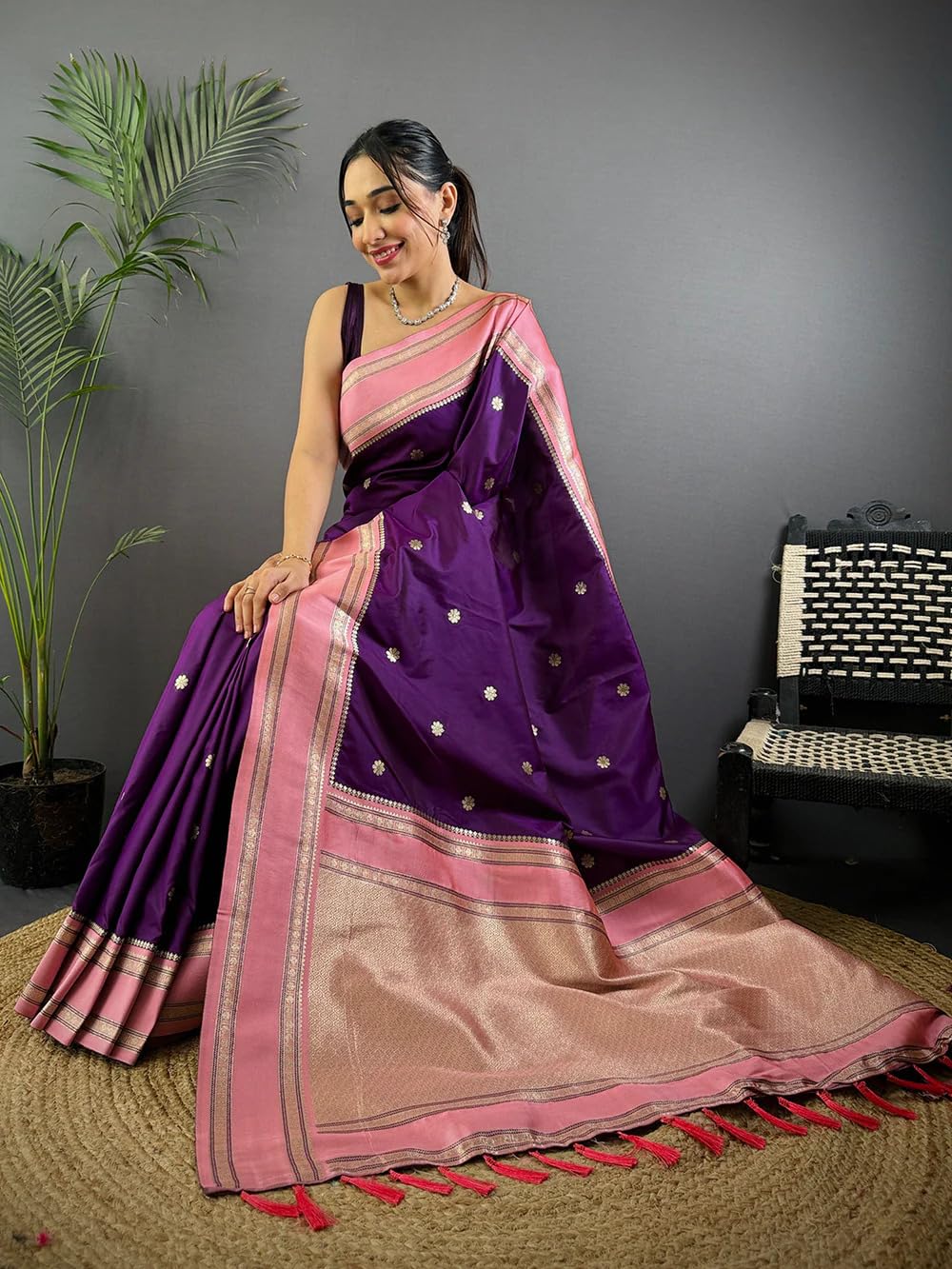 SGF11 Women's Kanjivaram Pure Soft Silk Saree With Unstitched Blouse Piece product image 3