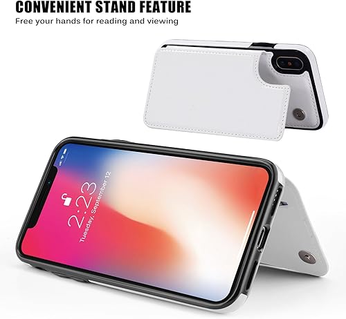 Miniatura 5 de JOYAKI Funda tipo cartera compatible con iPhone XXS, funda protectora delgada con tarjetero y ranuras para tarjetas de piel sintética de alta