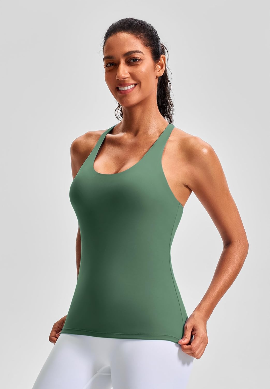 Workout Tank Top with Built in Bra for Women - Racerback Butter Soft Athletic Tops Yoga Tank Tops with Removable Pads - Image 2
