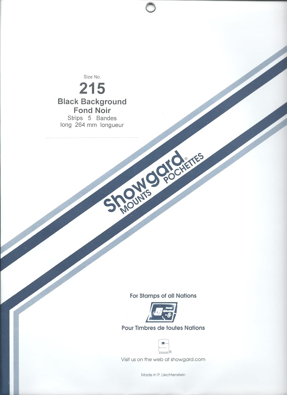 A single black Showgard stockpage for a 3-ring binder