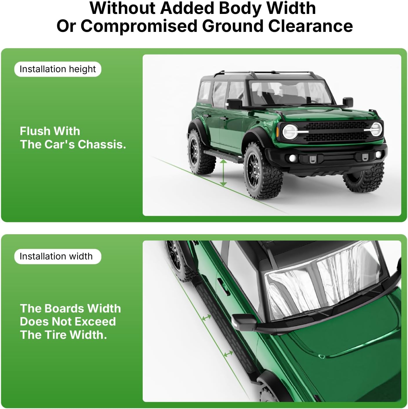 Running Boards Fit for Ford Bronco 4-Door 2021 2022 2023 2024 2025 2026 Aluminum Alloy Side Steps with Anti-Slip Design High Load Capacity Nerf Bars