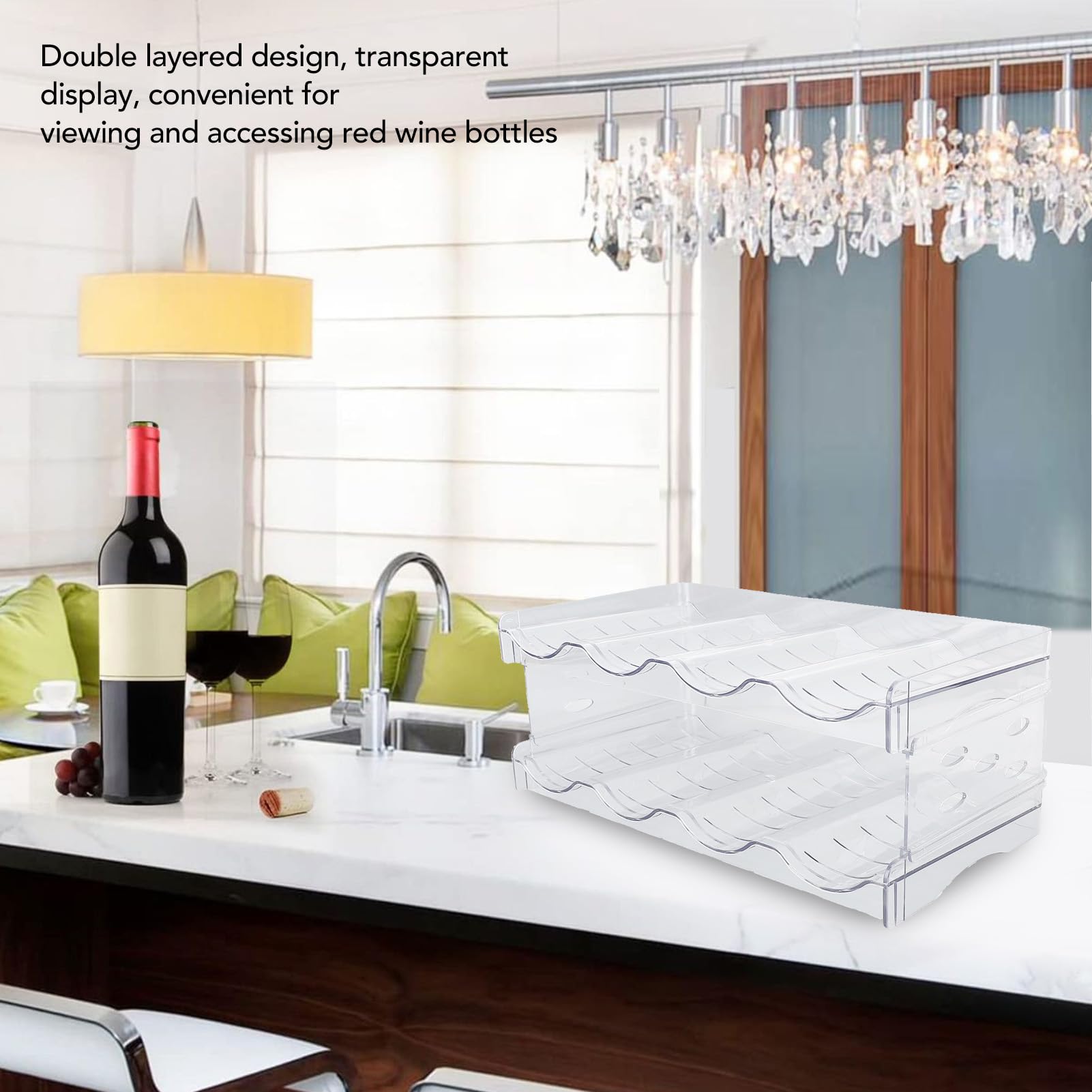 Stapelbares Wasserflaschenregal, transparent, doppellagig, Kunststoffhalter für Küche und Schrank, speichert 8 Flaschen (4 pro Regal), ideal für Kühlschrank und platzsparend