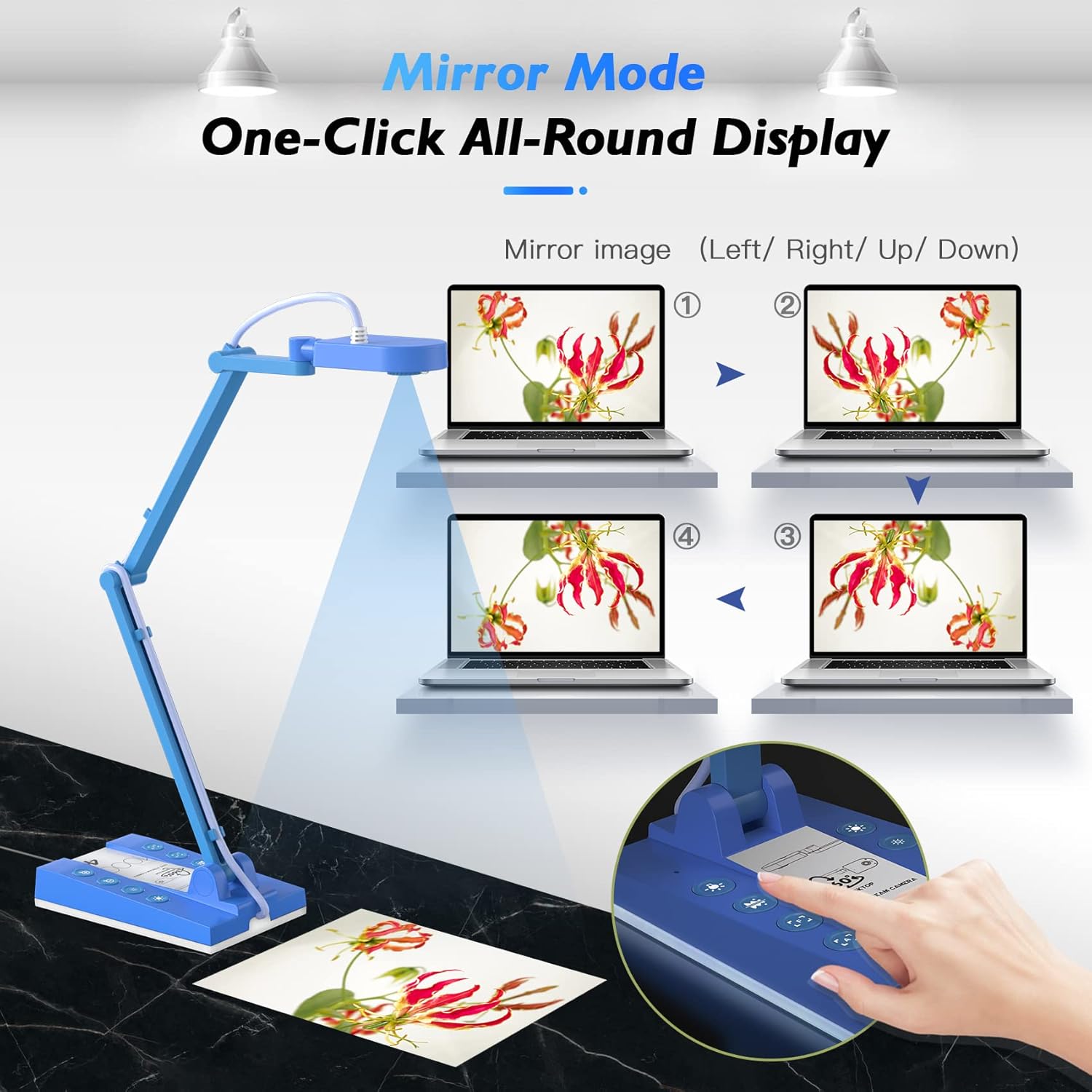TreasLin USB Document Camera 10MP for Teachers, Remote Learning, Classroom Presentations, Art Classes Online Teaching with Multi Angle Rotation Adjustment LED Light : Home & Kitchen