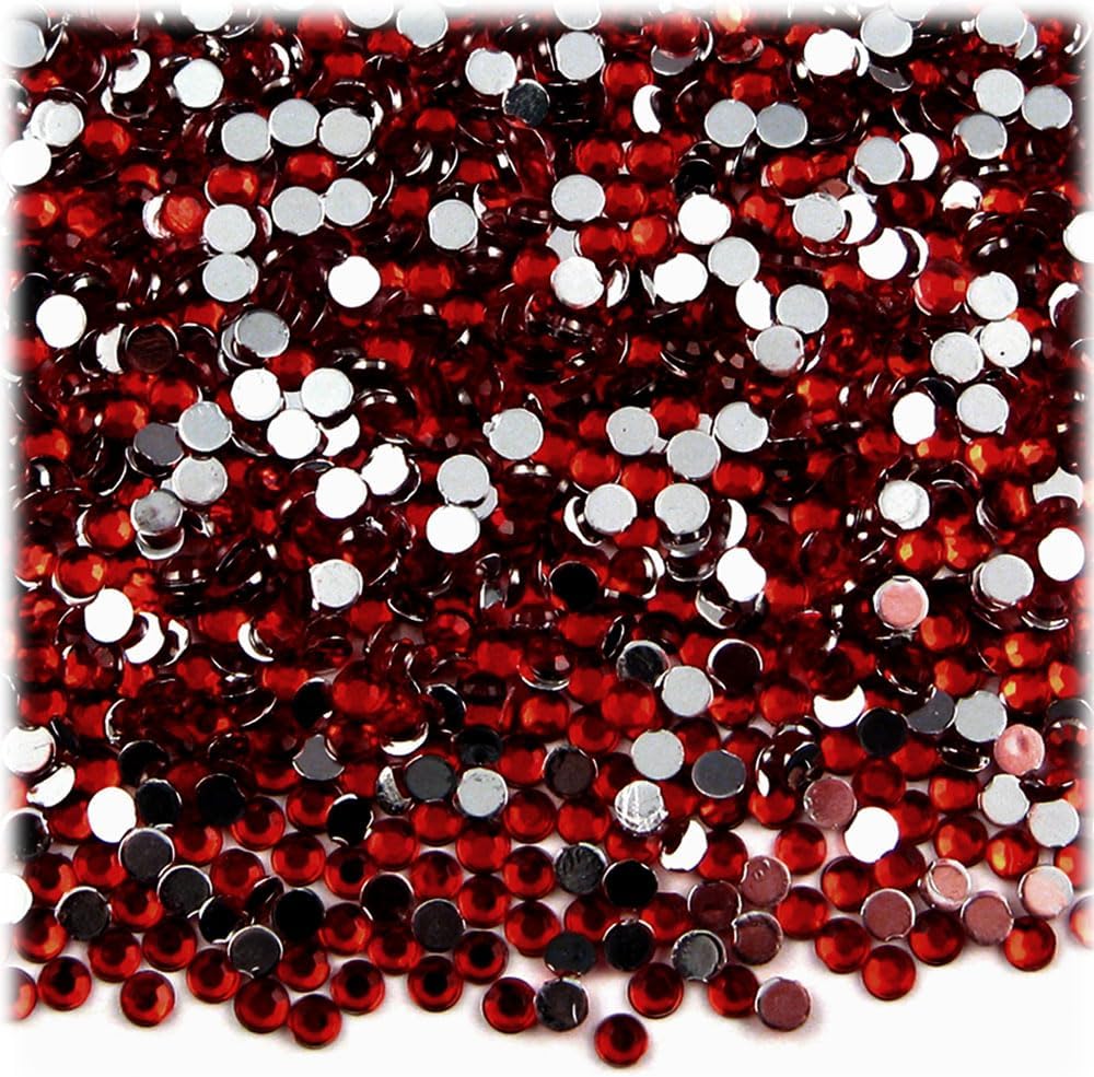 The Crafts Outlet 10,000pc Rhinestones Round 3mm (10ss) Flatback Devil Red Wine