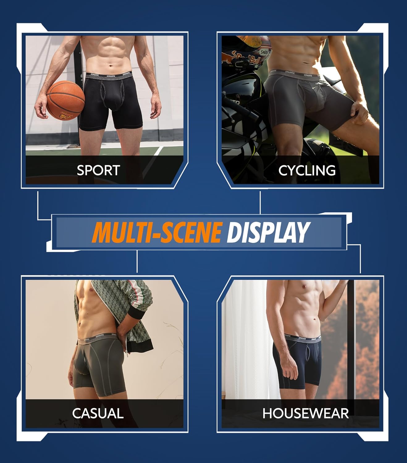 Separatec Mens Underwear with Pouch for balls Anti Chafing Underwear Men Athletic Sport Performance Long Boxer Briefs 3 Pack - Image 6