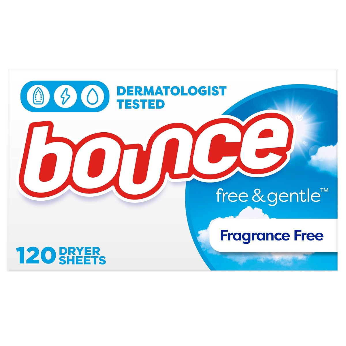 Bounce Fabric Softener Dryer Sheets, Gentle, 120 Count