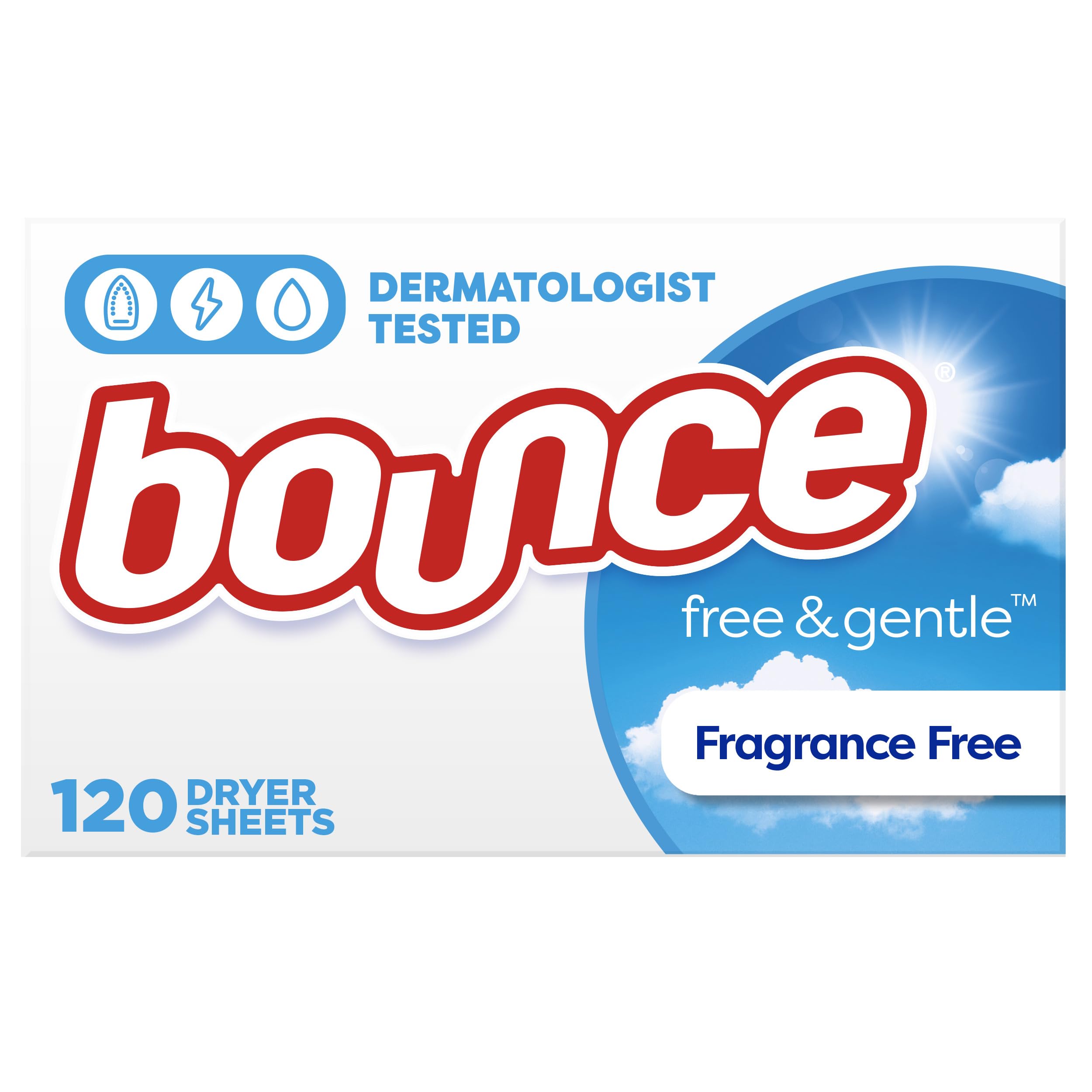 Bounce Fabric Softener Dryer Sheets, Gentle, 120 Count