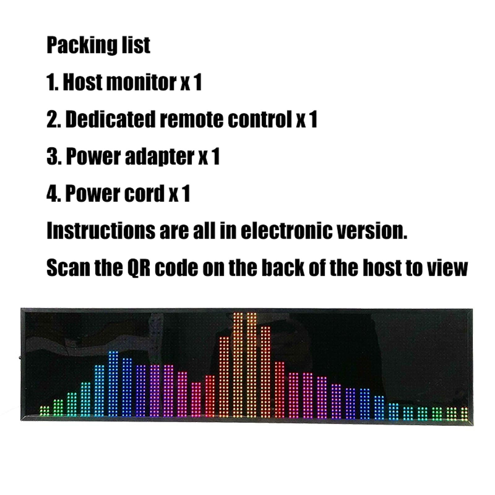 Affichage Professionnel du Spectre Rythmique Musical De 20 Pouces, 36 Styles D'affichage, 16 Couleurs, 6 Points Flottants, 4 Plages De Fréquences, Commande Vocale + Contrôle De Ligne