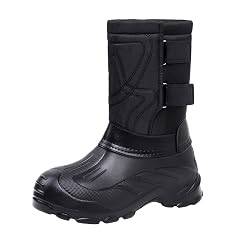 Mens Snow Boots Fur Lined Mid Calf Winter Boots Anti-Slip Waterproof Warm Riding Boot Outdoor Shoes