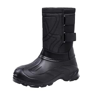 Mens Snow Boots Fur Lined Mid Calf Winter Boots Anti-Slip Waterproof Warm Riding Boot Outdoor Shoes