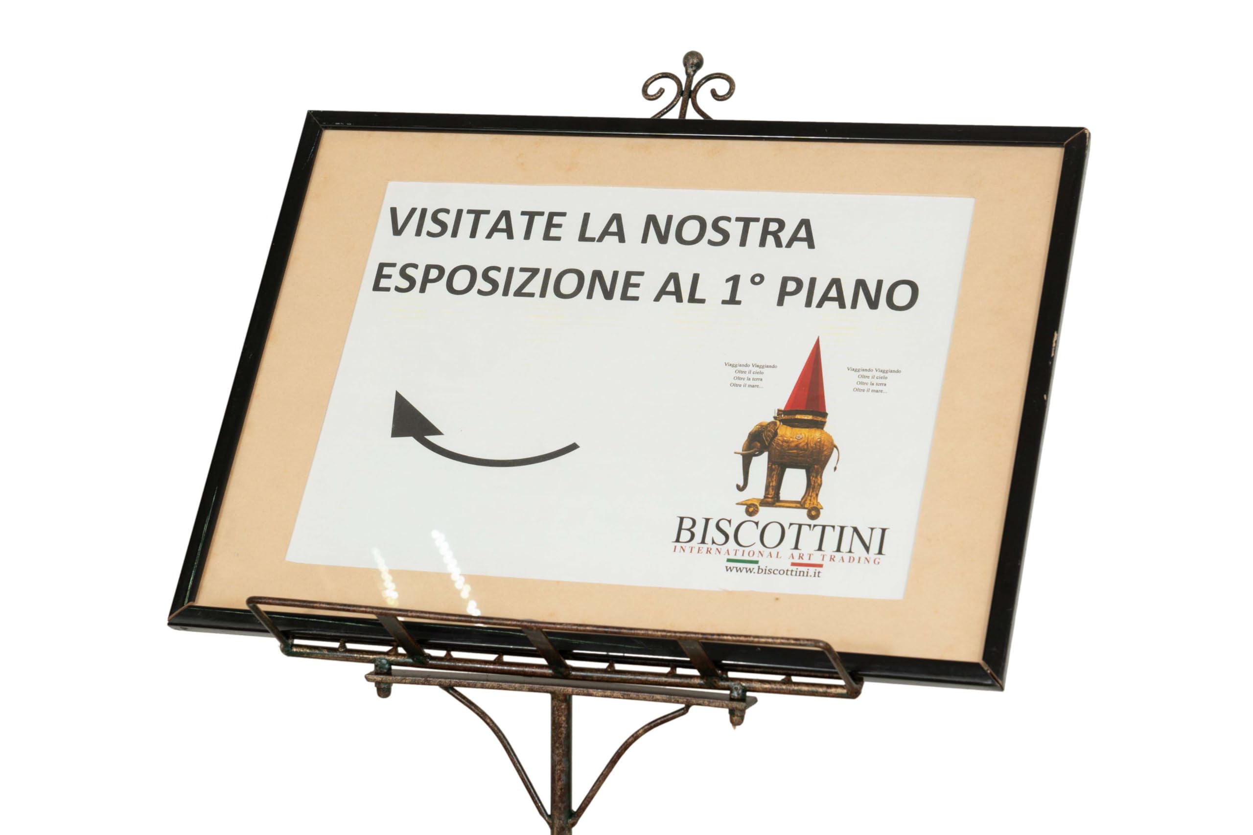 Biscottini Leggio Musicale in Ferro battuto da Pavimento L46,5xPR33xH139 - Leggio Porta Menu - Cavalletto Espositore Pubblicitario Pieghevole - Portamenu Ristorante - Leggio per Libri da Tavolo