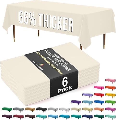 Miniatura 37 de Party Solids Mantel rectangular de plástico de alta calidad, 66% más grueso, 0.5 mil, paquete de 12 manteles color azul claro de 54 x 108 pulgadas,