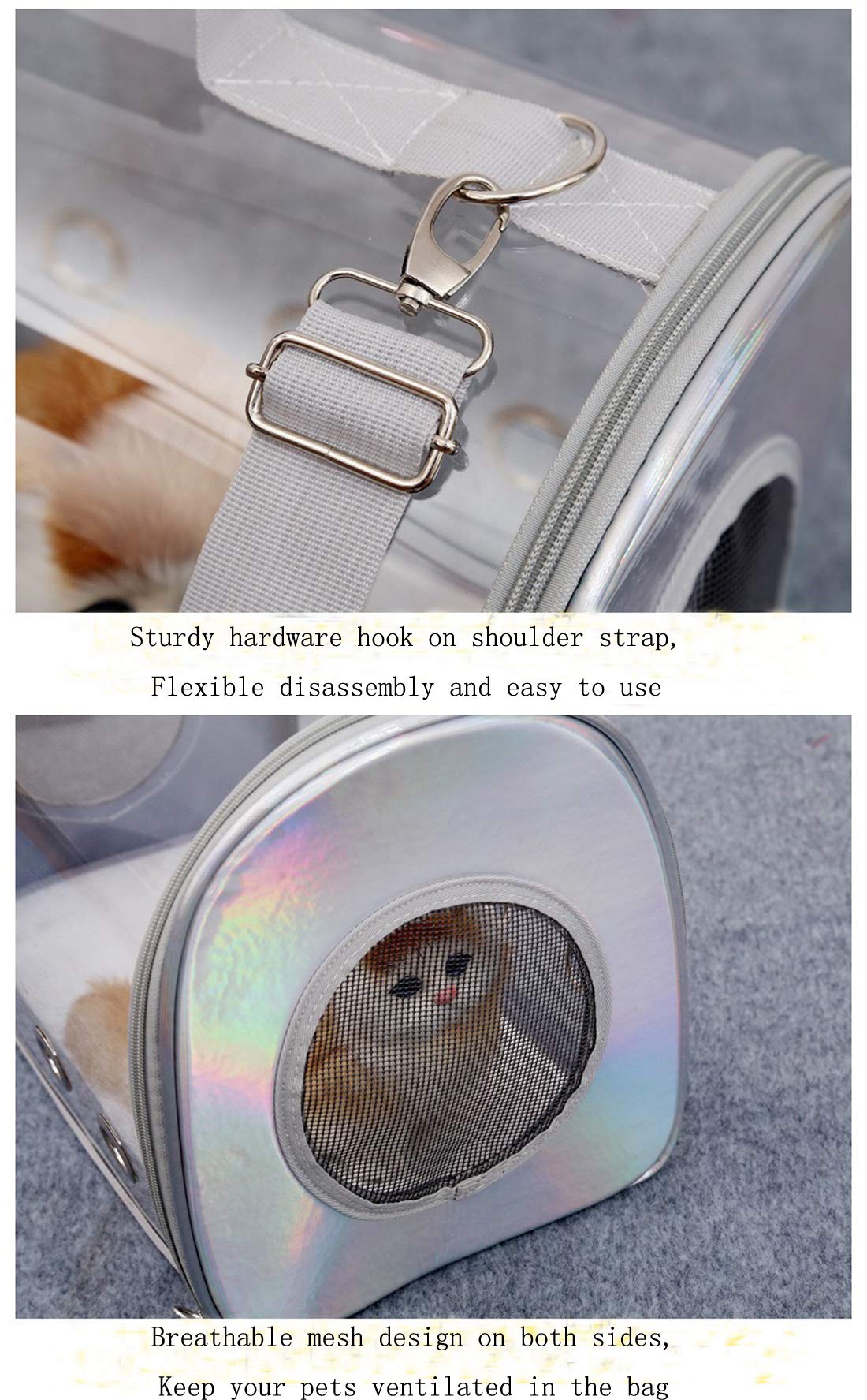 Borsa panoramica Trasparente per Animali Domestici, Zaino con Capsula per Gatti, Borsa a Mano, Adatta per Viaggi, Escursioni e Campeggio