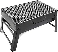 Vista 1 de HTTMT - Al aire libre Campling Plegable Compacta Barbacoa Parrilla de barbacoa Estufa de carbón Shish Kabob Mesa para acampar al aire libre Picnic