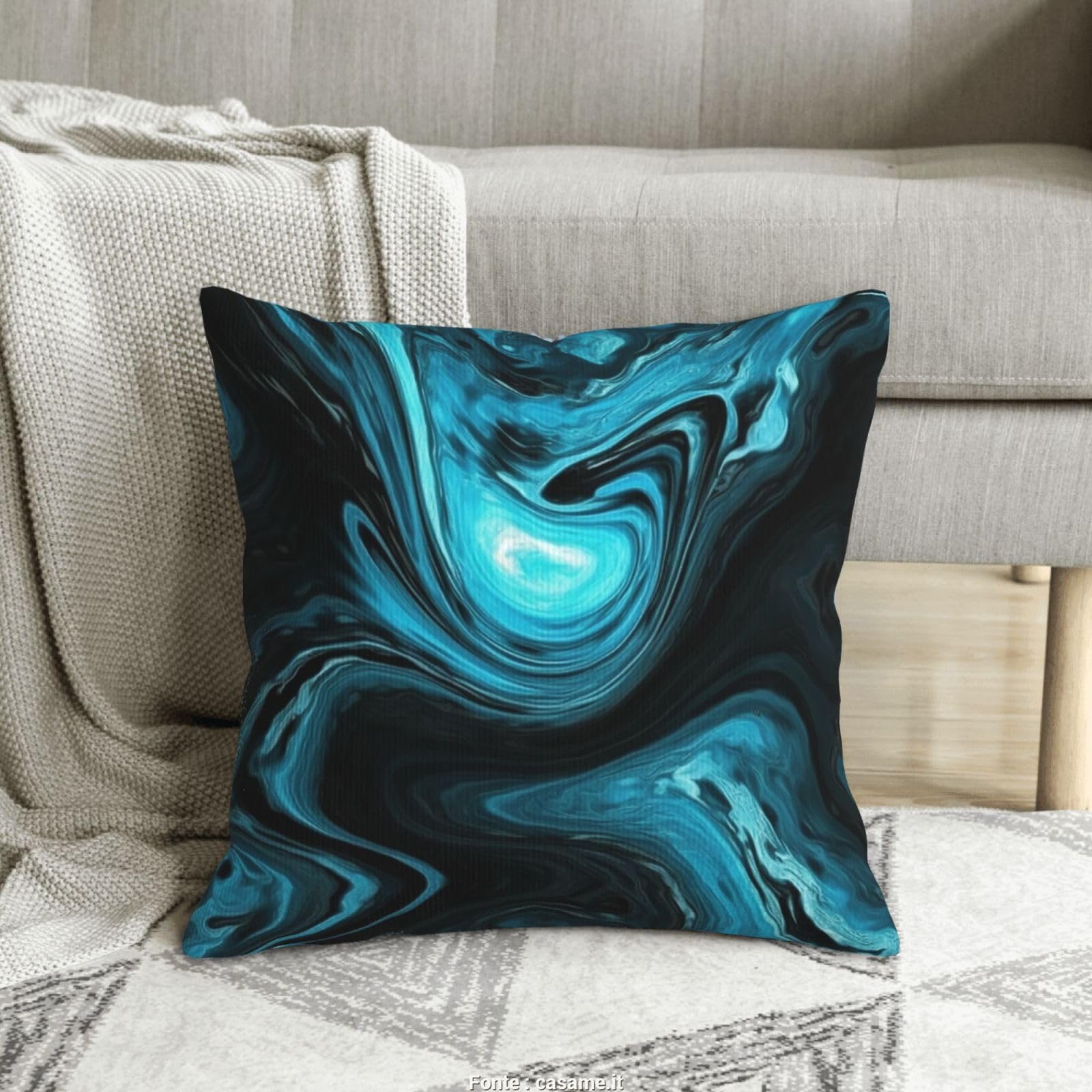 Housse de coussin velours côtelé haut de gamme motif tourbillon chic salon 50x50