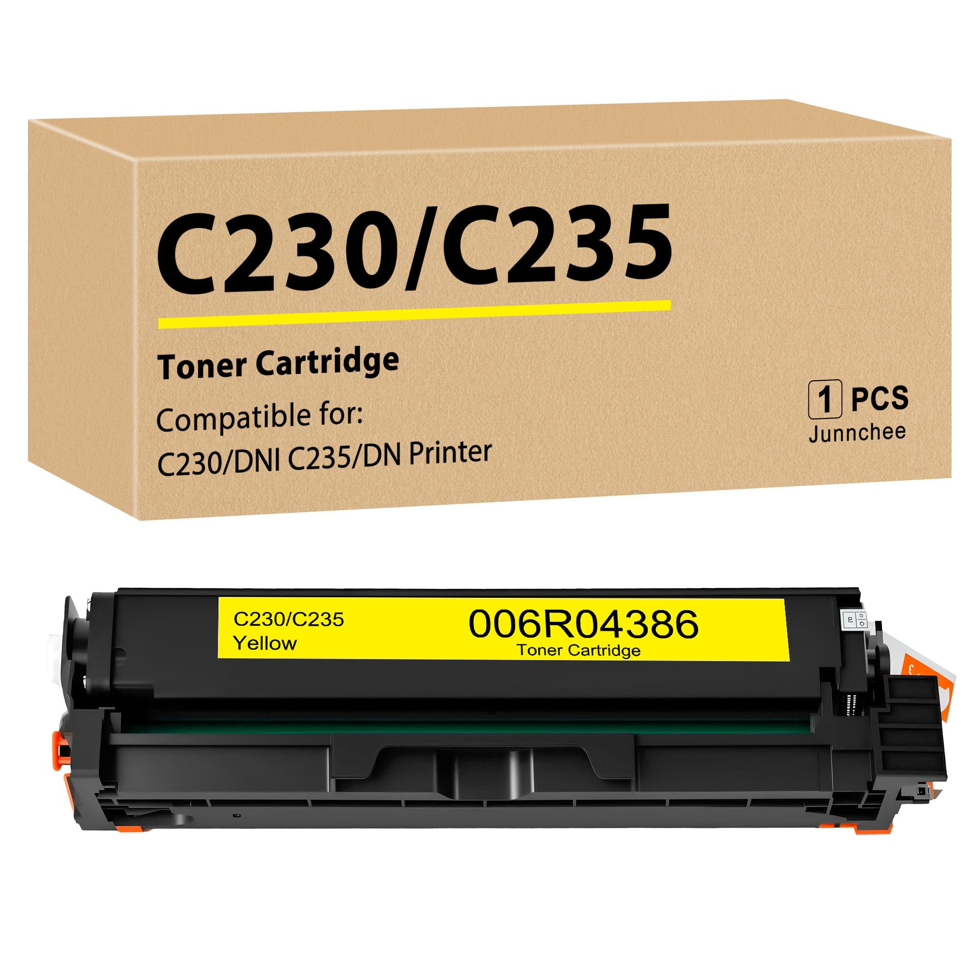 Junnchee C230/C235 Yellow Toner Cartridge Replacement for Xerox C230 C235 C225 Printer Ink for 006R04386 006R04394 Yellow High Capacity Toner