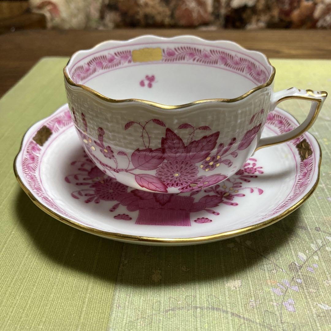 希少 ☆ヘレンド インドの華 ピンク兼用カップ＆ソーサー