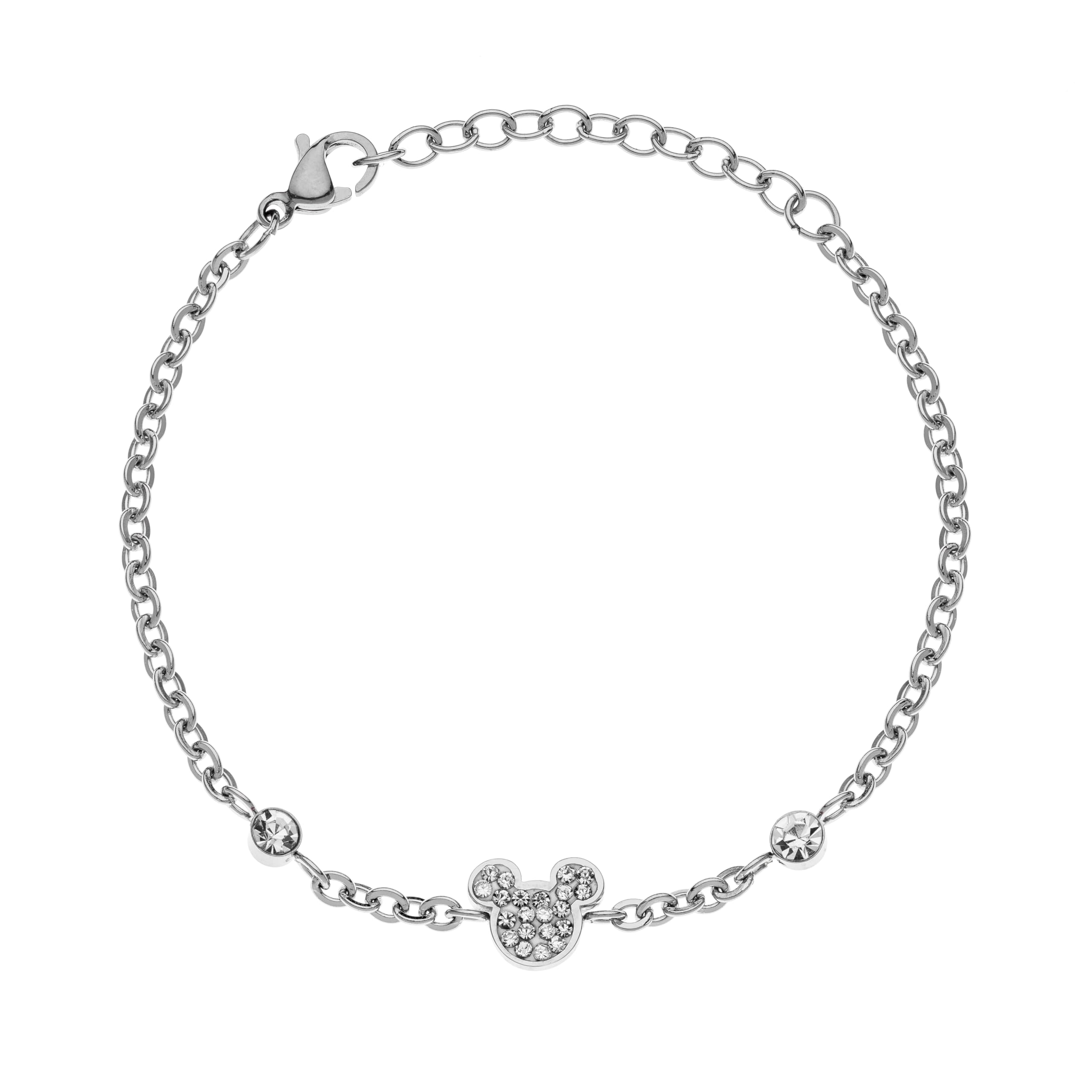 Disney Bracciale Mickey Mouse, Acciaio Inossidabile e Zirconi per Bambini e Bambine, Gioielli Disney