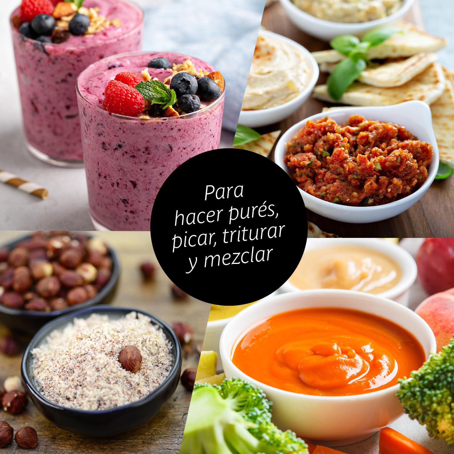 GOURMETmaxx Mr. Magic Batidora Con Pack de Accesorios XXL | 18 Piezas | Tapas Herméticas | Procesador de Alimentos Para Batidos, Smoothies y Más