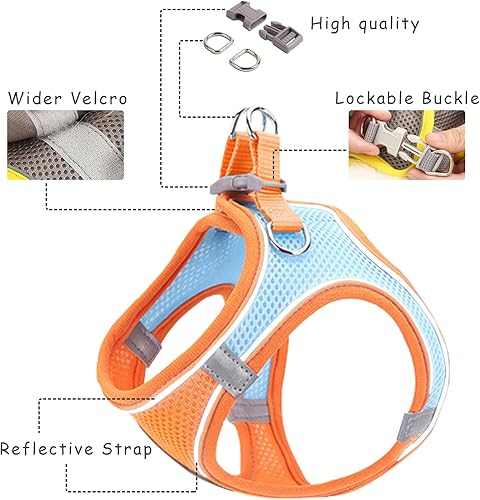 Miniatura 2 de Arnés sin tirones para perros pequeños, de malla transpirable, reflectante, para cachorros, gatos, chaleco ajustable para animales pequeños, conejo,