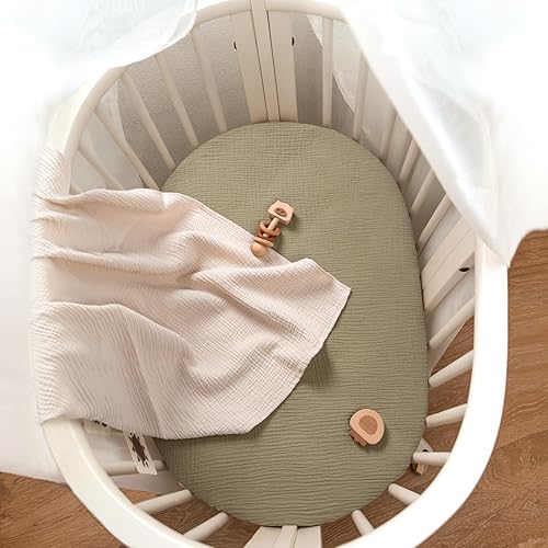 Miniatura 5 de lulumoon Sábanas de Moisés de Muselina para Bebé Sábanas de Moisés de Algodón Neutras para Niños y Niñas - Ajustadas para Óvalo, Rectángulo o Reloj