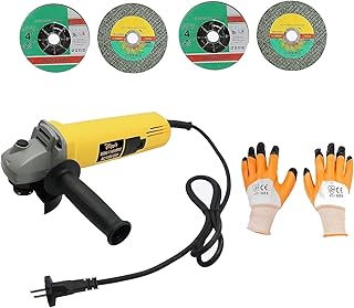Hillgrove HGCM13M1 Angle Grinder With Gloves And 2Pcs Metal Cutting Wheel, 2Pcs Grinding Wheel (100 mm Wheel Diameter)