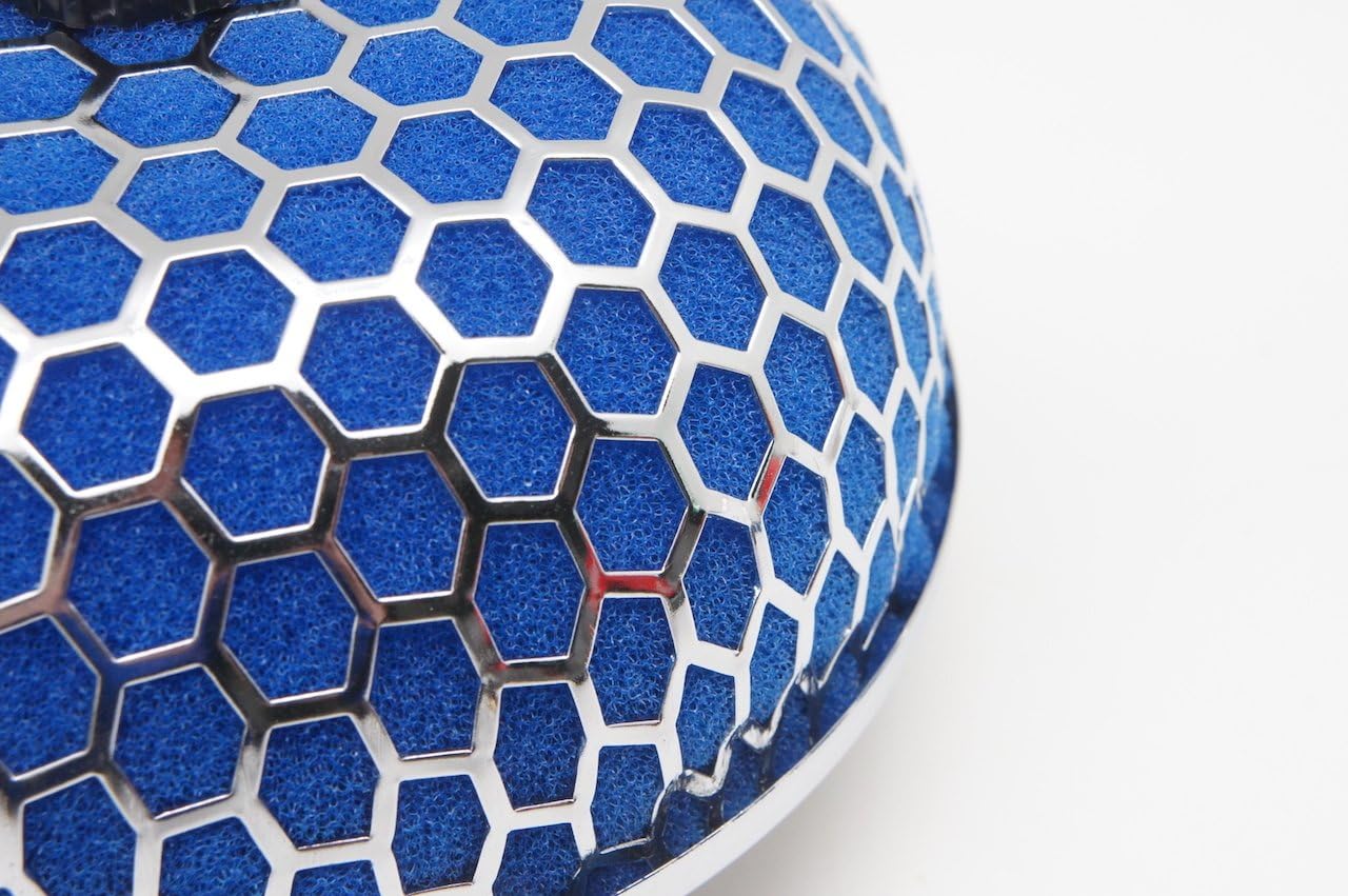 Autobahn88 Mushroom High Flow Air Intake Filter, 3" (76mm) Inlet, Oil-Free, Metal Frame (Blue)