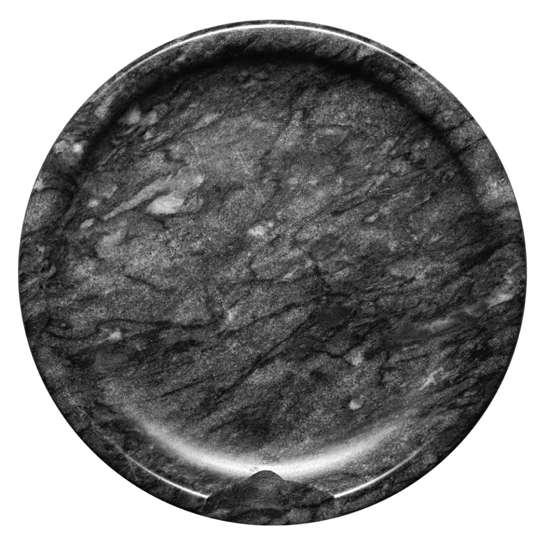 Spoon Rest for Kitchen Counter- Durable & Heat-Resistant Kitchen Spoon Holder- Easy to Clean Spoon Rest for Stove Top- Space Saving Kitchen Accessories- Spoon Rest by Tacken (Round Black Marble)