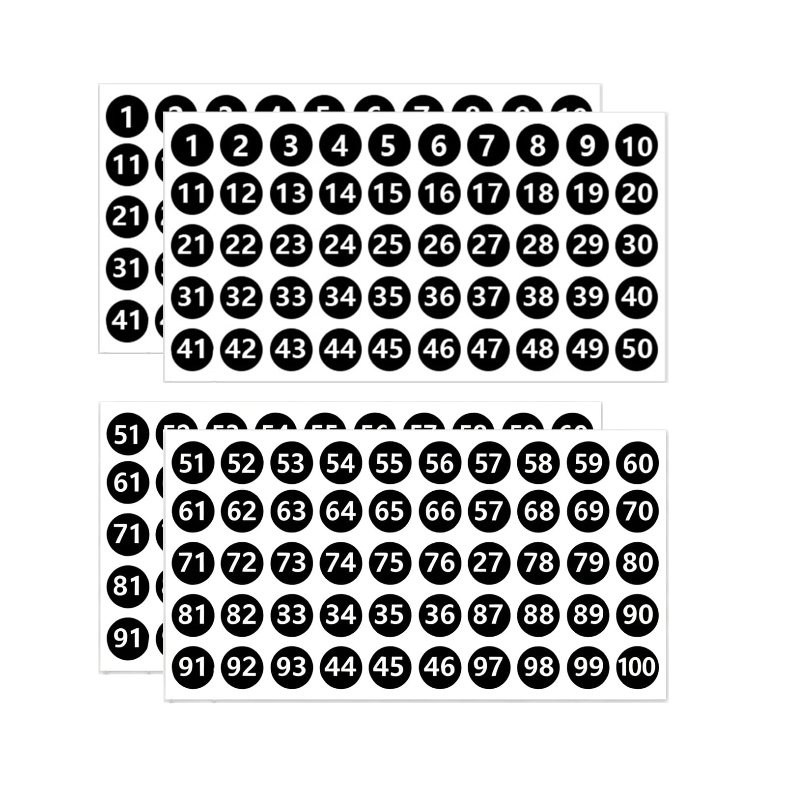 2Pcs Number Stickers 1-100 Waterproof Vinyl Labels