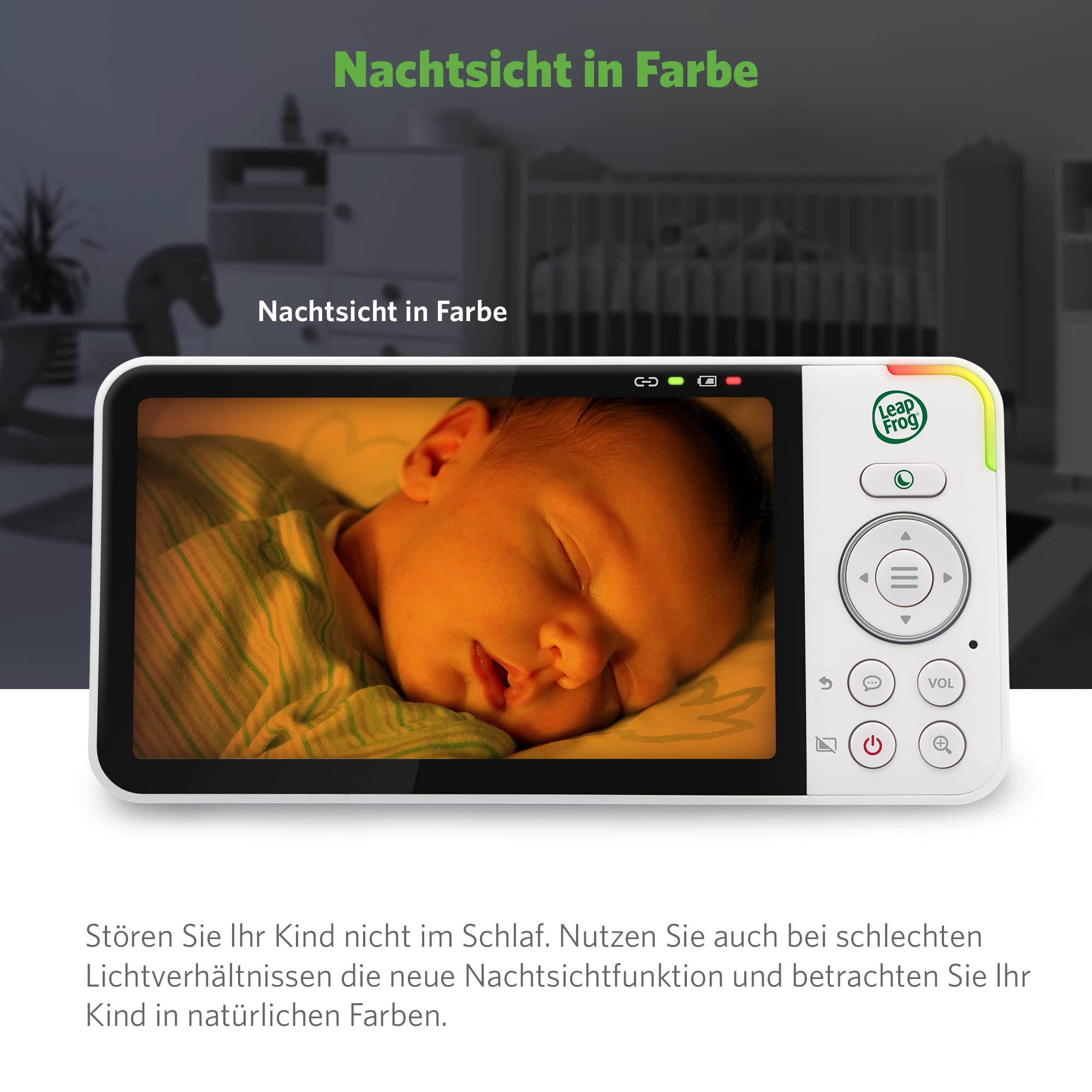 LeapFrog LF925HD Monitors para Bebés, 1080p WiFi Monitors Inteligentes para Bebés, 360° Traducción e Inclinación, Zoom 8X, ExhibiciónLCD de 5 "720p, Visión Nocturna, Walkie - Talkie Bidireccional