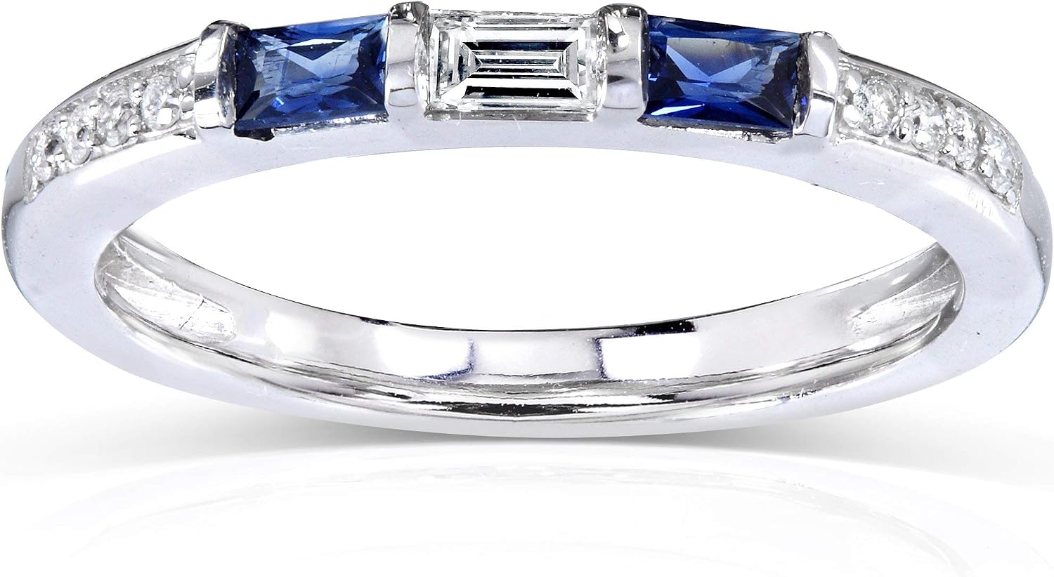 Kobelli Blue Sapphire and Diamond Band 1/3 CTW In 14k White Gold