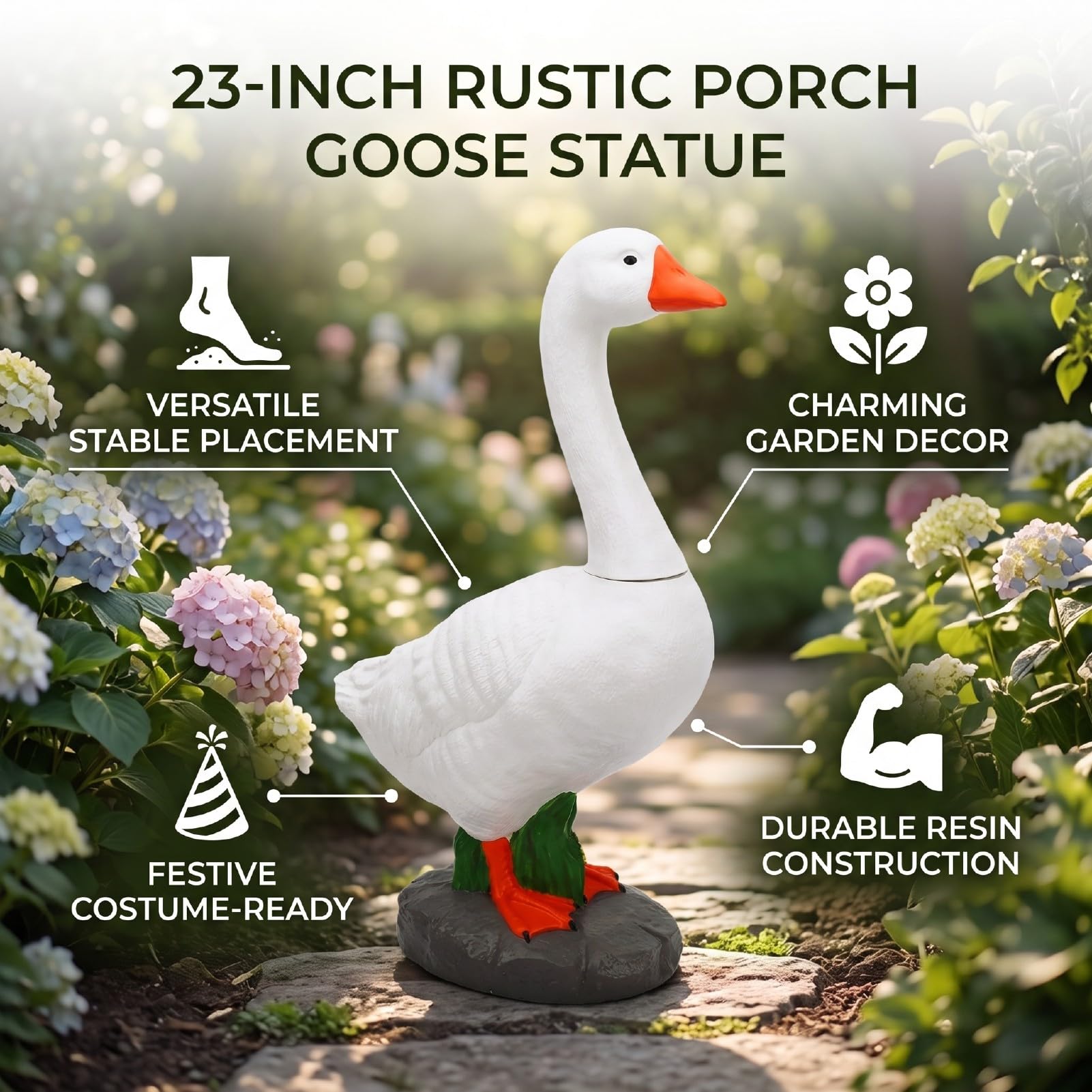 Oca da Giardino 58cm, Statua Resina Decorazione Umoristica per