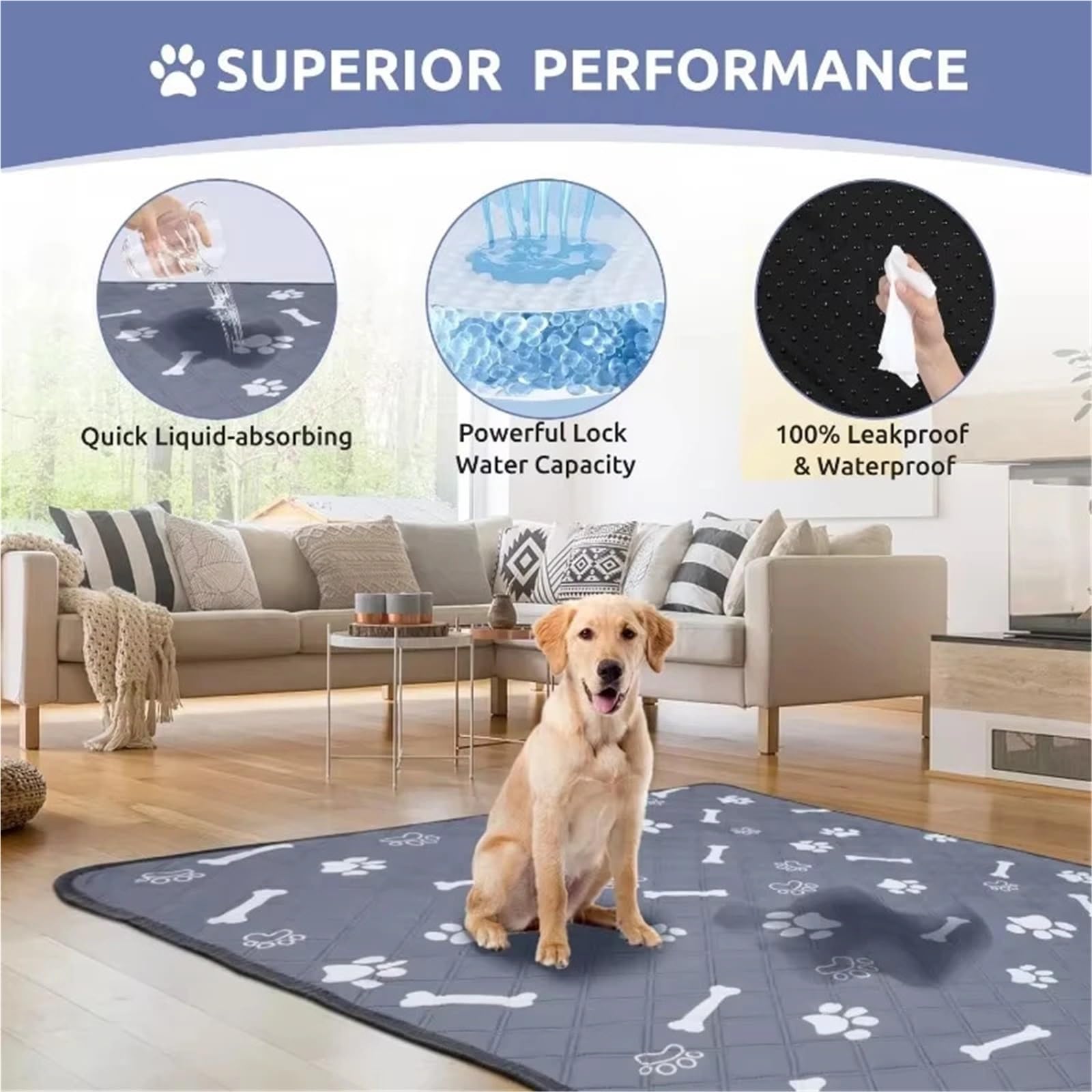 Alfombrilla de refrigeración extragrande para perros, cama fría para mascotas, base de hielo | azul, 100 x 90 cm L