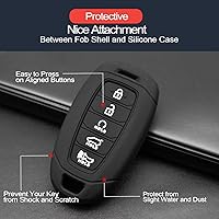 Vista 5 de 2 piezas compatibles con Hyundai Elantra Palisade Elantra N Funda para llave con llavero, protector de llave inteligente con 5 botones, funda