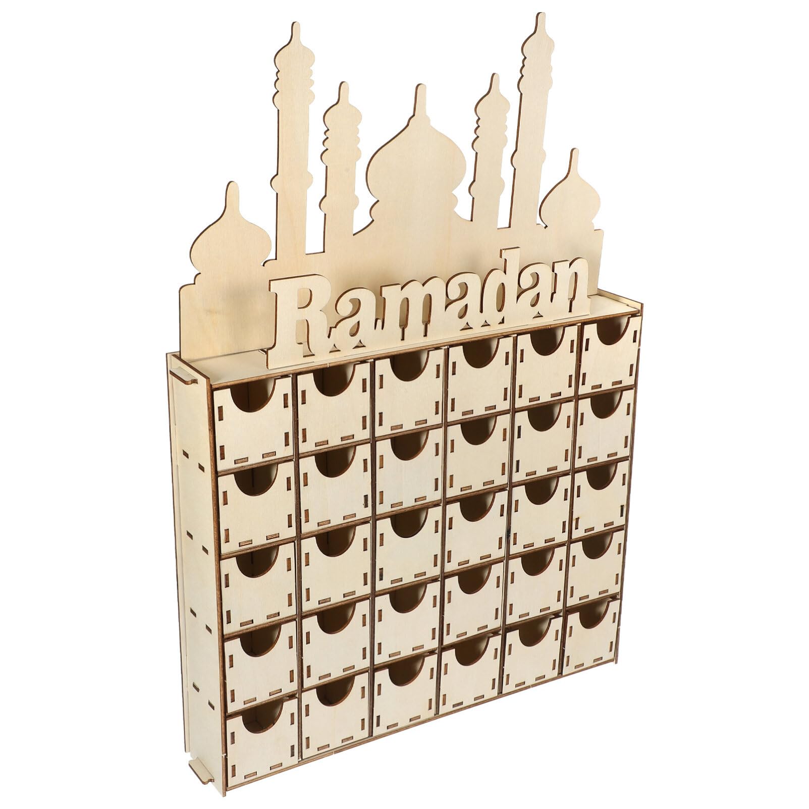PRETYZOOM Ramadan-countdown-kalender aus Holz Wiederverwendbarer Adventskalender mit Einfachen Zahlen als Dekoration für Schreibtisch oder Kaminsims