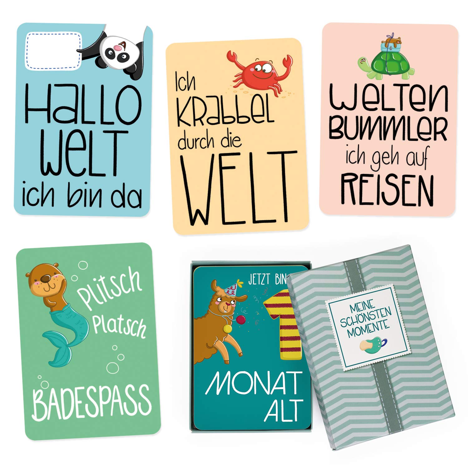 Baby Meilensteinkarten 8-tlg. - Wolkenform Holz-Karten Für Fotos