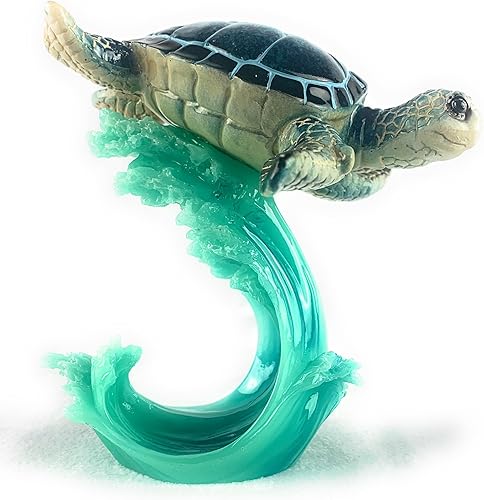 Ain't It Nice Estatua de tortuga marina sobre ola, decoración de playa, decoración de playa de tortuga marina, figura de regalo para habitación de