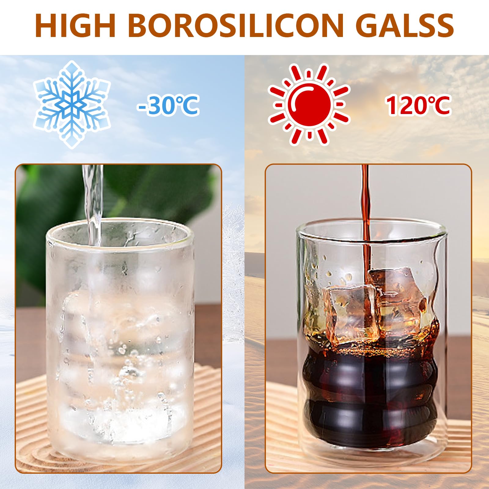 Bicchieri Per Latte Macchiato, 6PCS 375ml Bicchieri Da Caffè A Doppia Parete Bicchieri Da Cappuccino Con 6 Cucchiaini Tazzine Da Caffè Freddo Bicchieri Termici A Spirale In Vetro Borosilicato