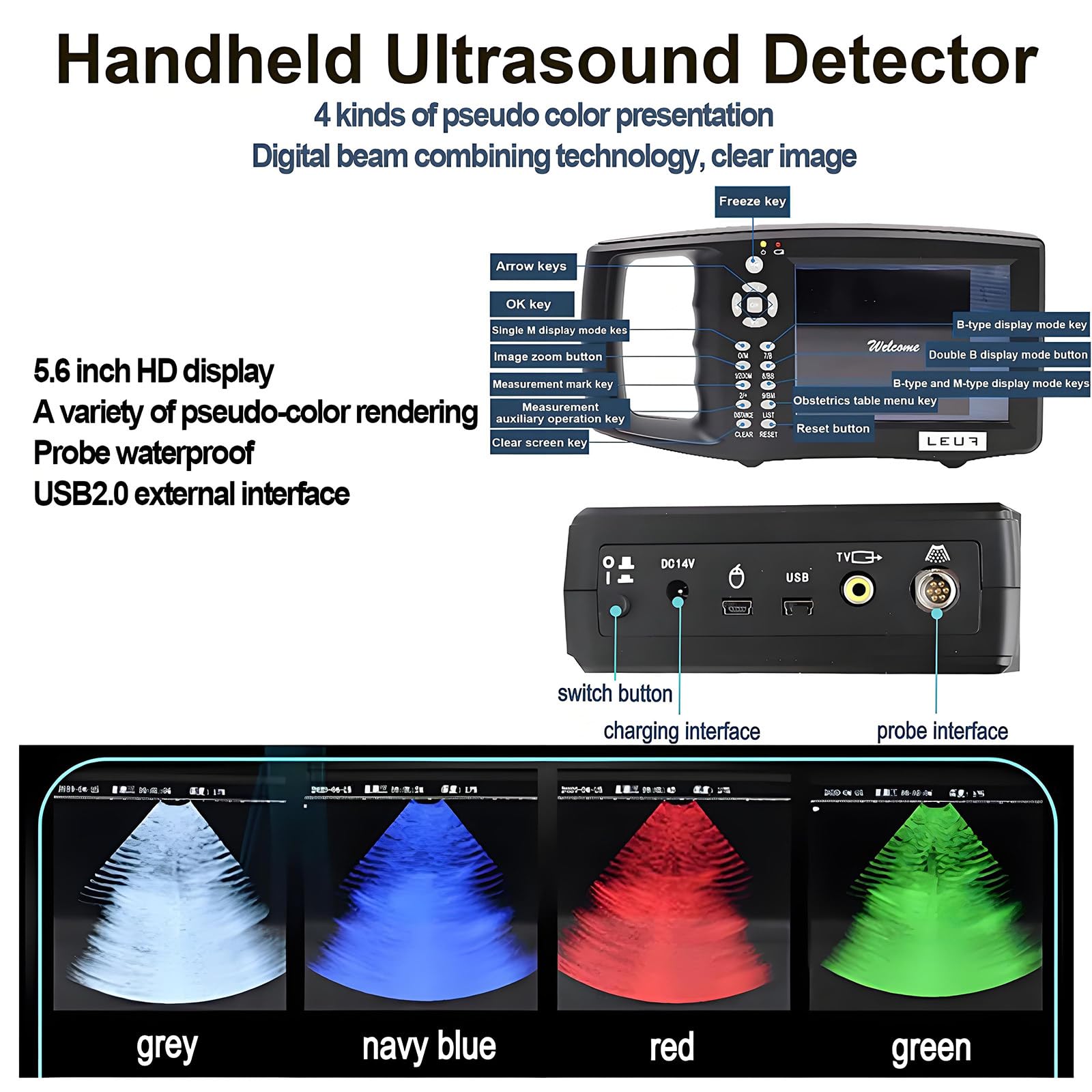 Scanner per Gravidanza Pecora,Dispositivo Diagnostica Veterinaria,Sonda Impermeabile 3,5 MHz,Display HD,Adatto a Pecore,Ovini E Small Bestiame B