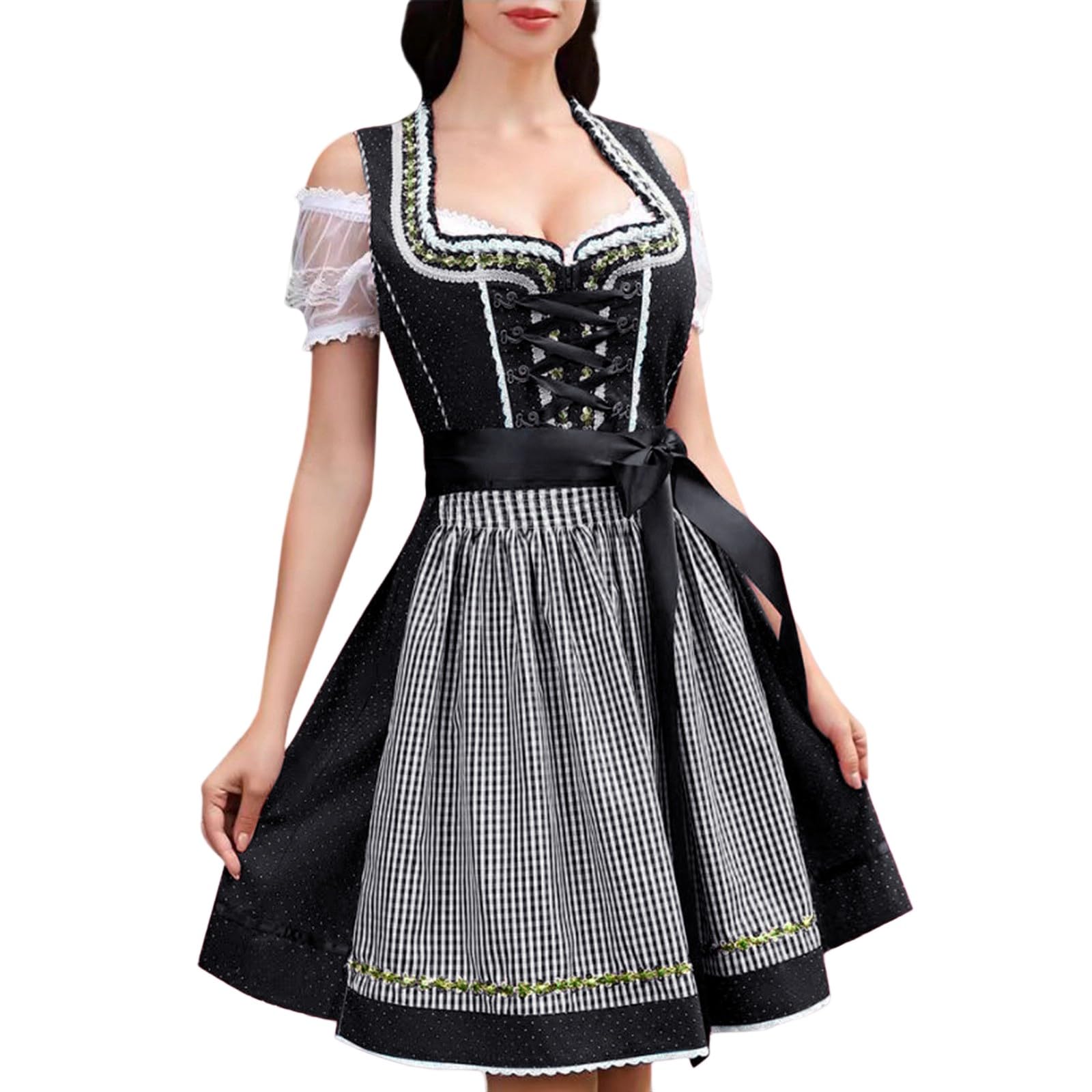 Trachtenkleid Damen Dirndl Oktoberfest Kleid Mit Bluse Party Outfit | Damen Trachtenkleid Mit Klassischer Bluse Perfekt Für Oktoberfest Volksfest Karneval Und Traditionelle Feiern