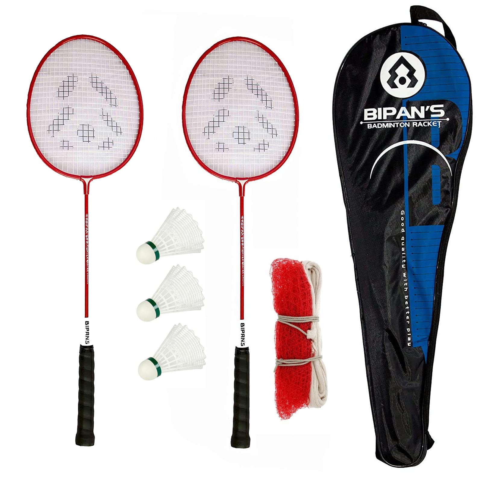 Fox Badminton Rackets, Badminton Racquet, Badminton Set, Badminton Kit with 2 Pcs Rackets, 3 Pcs Shuttlecock, Badminton Net and Cover (Red 2 Piece with Shuttlecock & Net) (B0BKZYVZWQ) Amazon Price History, Amazon Price Tracker