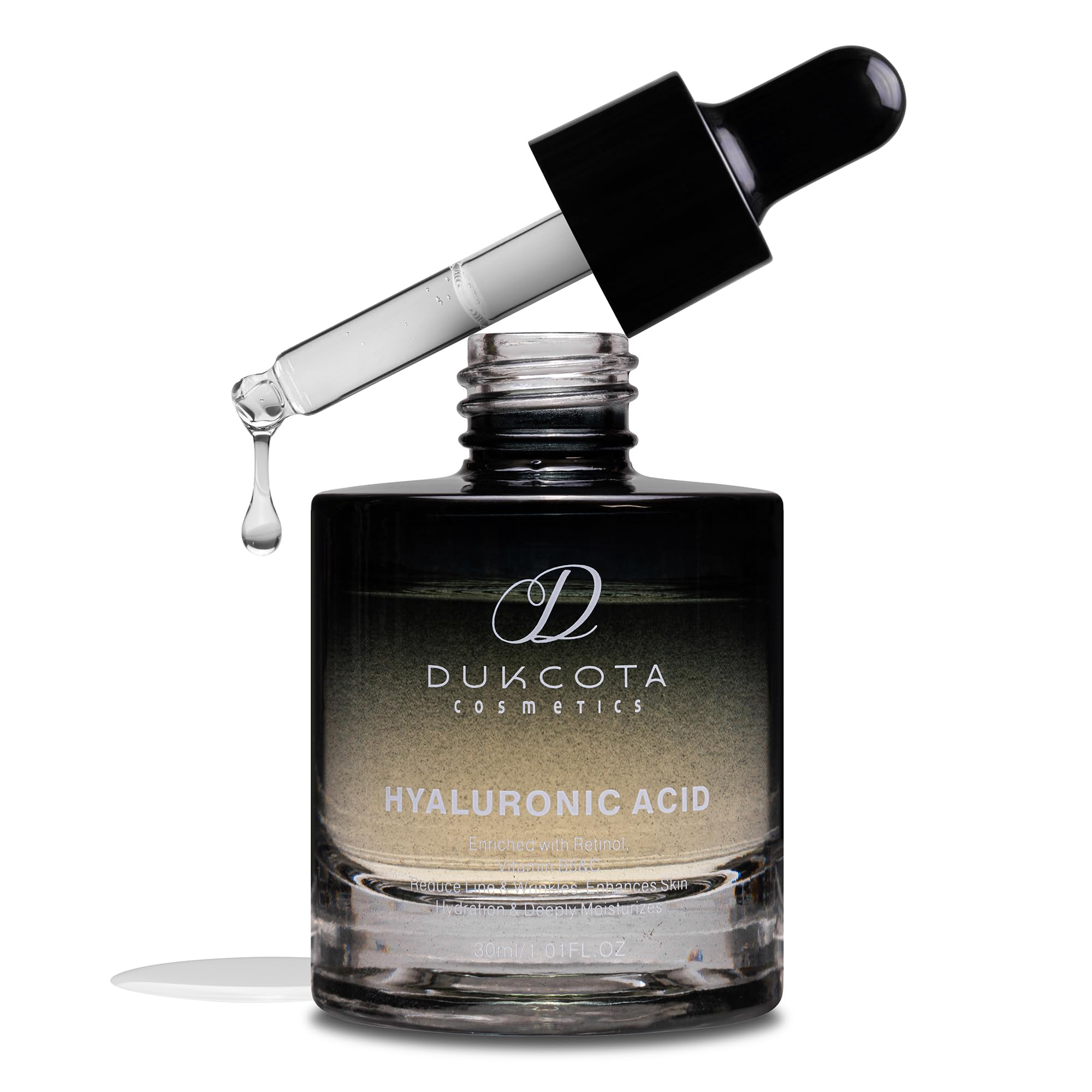 Dukcota 4 in 1 Hyaluronic Acid Serum, 30ml, Vegan, Botanical Ingredients, Hydrating, Anti-Aging, Vitamin C & B5, Retinol.