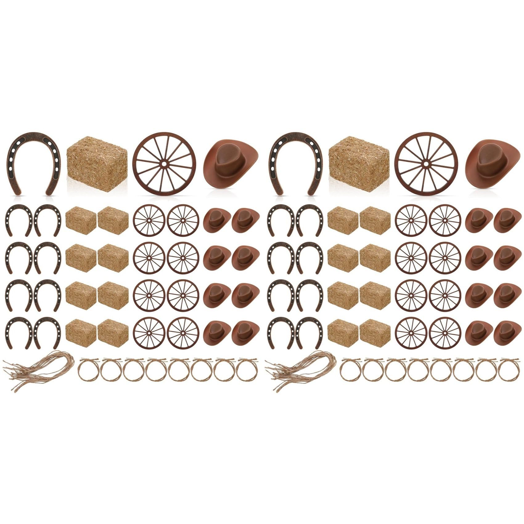 Vjsujehgy 80 Pcs Western Party Centerpieces for Table Mini Cowboy Hats Mini Horseshoes Wagon for Western Cowboy Party Decorations