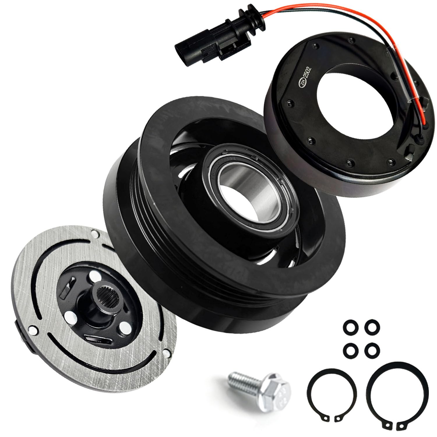 A/C Compressor Clutch Assembly Kit Plate Pulley Bearing Coil Replacement for Buick Envision 2016-2020, Air Conditioning Compressor Clutch Coil Auto Kit for Chevy Equinox & GMC Terrain 2018-2020