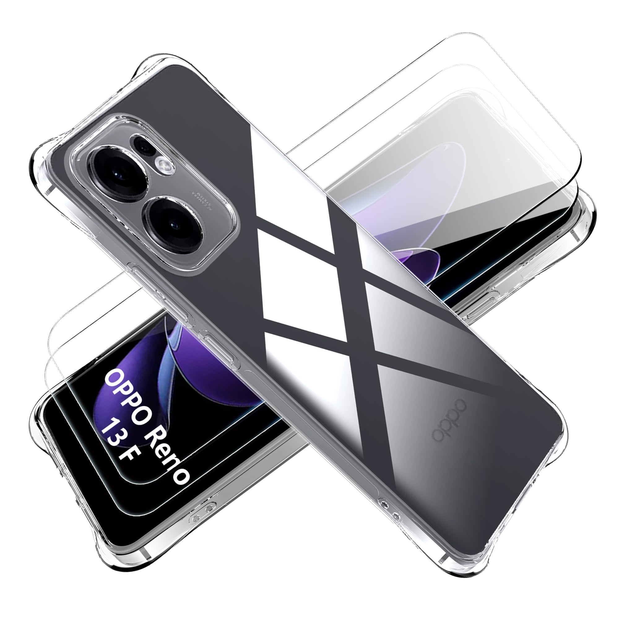 Liisooka Cover For Oppo Reno 13 FS 5G/Reno 13 F 5G/4G, Military Grade Slim Shockproof Case, Yellowing Resistant, Hard PC Phone Case, Scratch Resistant Back, Transparent - View #12