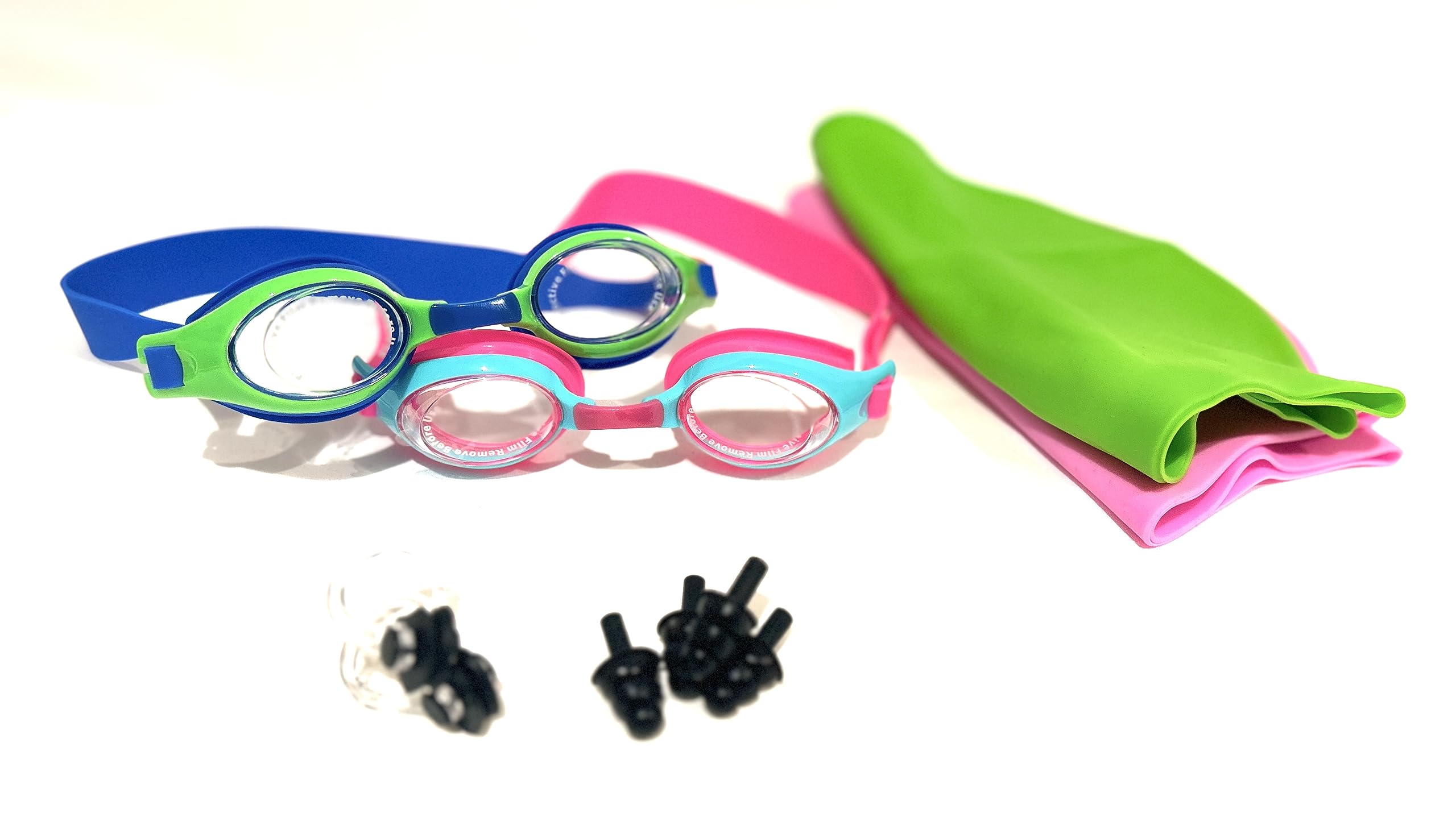 OM EZMart - Anti fog High Definition Swimming Glasses for Kids 4 to 12 years Silicone Straps Goggles Swimming (2 pcs of each)