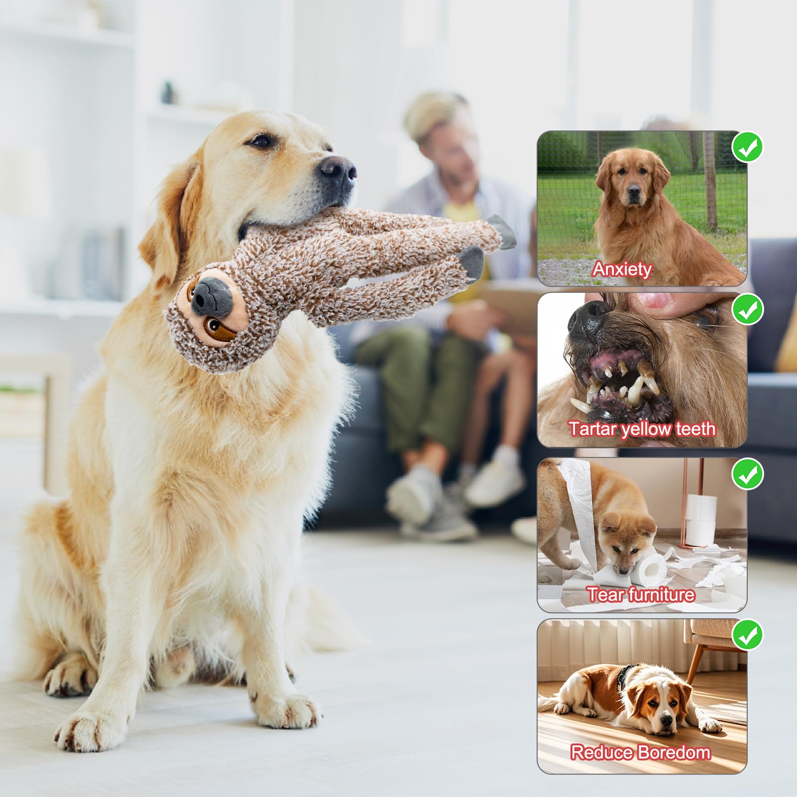 Juguetes para perros grandes sin relleno, paquete de 5 juguetes interactivos de animales chirriantes y arrugados, juguetes de peluche para la dentición para mantenerlos ocupados, bonitos regalos