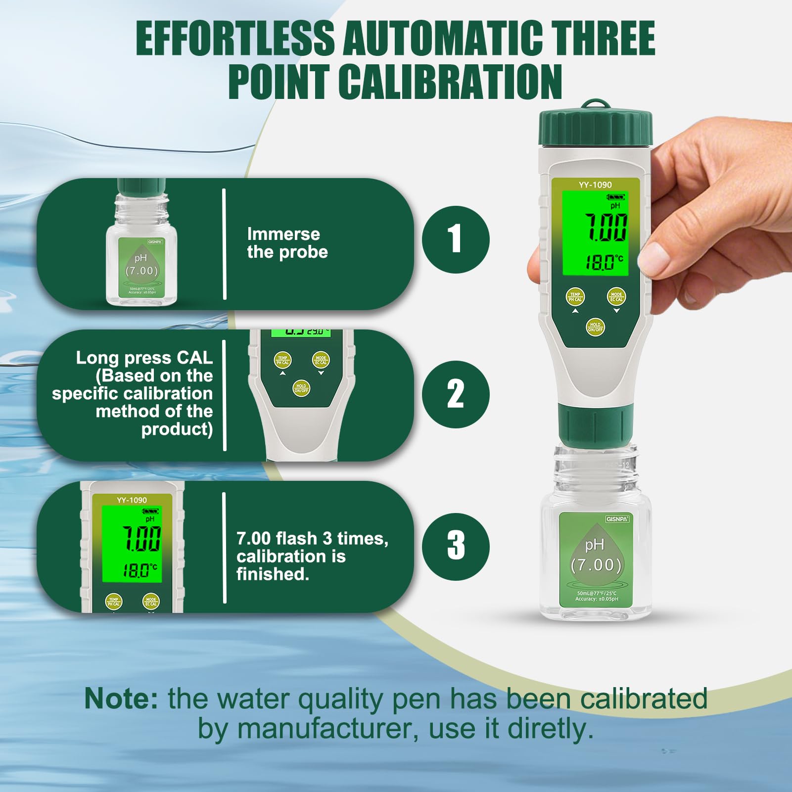 Misuratore PH 5 in 1, PH EC TDS Salinità Temperatura Meter con Innovativo Display Simultaneo Tre Dati, IP67 Impermeabile Tester Salinità PH per Piscina, Acqua Potabile, acquari, idroponia