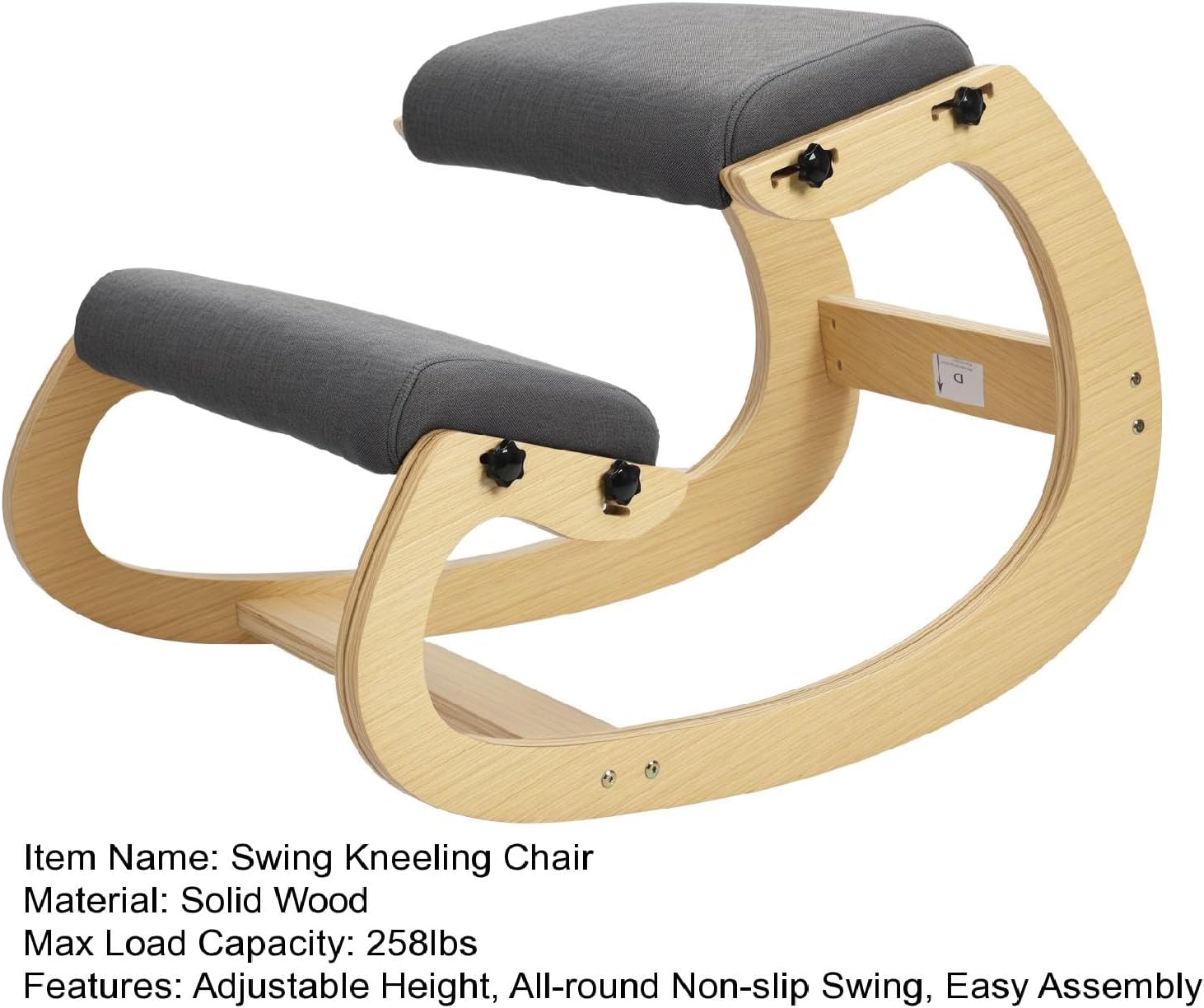 Adjustable Height Swing Kneeling Chair, Office Sitting Posture Correction Chair, 258lbs Load Capacity Rocking Knee Chair Ergonomic Kneeling Chair Posture Chair 1 Set